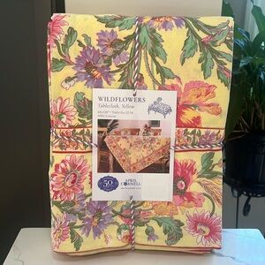 April Cornell WILDFLOWERS Yellow Tablecloth 60”x120”Spring Daisy NWT